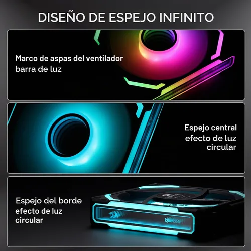 Vista 7 de Redragon GCF012 Ventilador estándar de 120 mm para carcasa de PC, conexión Daisy-Chain, iluminación ARGB de 5V 3 pines, ventilador de carcasa PWM