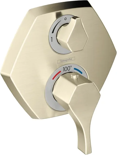 Vista 2 de hansgrohe Locarno 04820140 - Válvula de ducha termostática de transición con control de temperatura y desviador en bronce cepillado