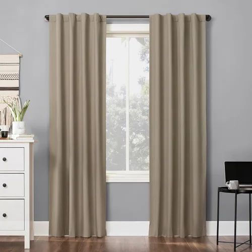 Vista 23 de Sun Zero Cyrus - Juego de 2 cortinas térmicas con pestañas, opacas 100%, 2 unidades Gris carbón