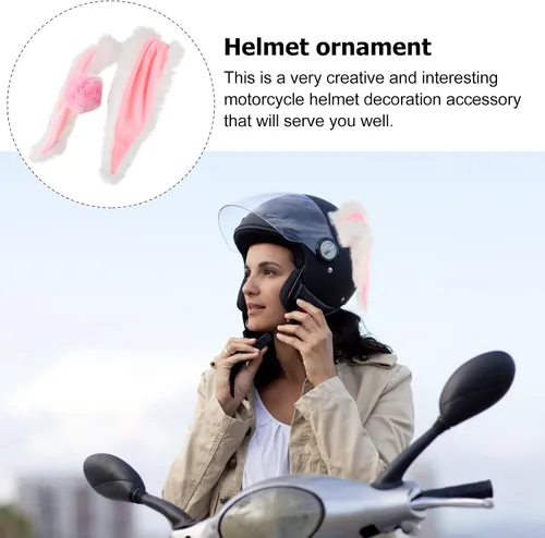 Vista 2 de FAVOMOTO 1 Set Helmet Rabbit Ears and Tail Decors Motorbike Helmet Decorative Accessories