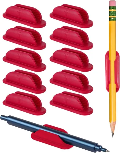 Vista 10 de Tiizze Juego de 10 portalápices adhesivos para escritorio - Soporte de silicona para bolígrafos con 15 piezas de almohadillas adhesivas mejoradas