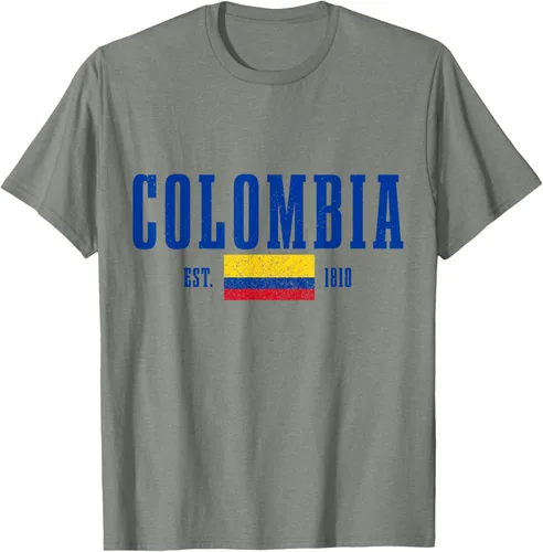 Vista 26 de Colombia Est. 1810 - Camiseta de Colombia Vintage, Negro, S