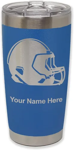 Vista 36 de LaserGram Vaso aislado al vacío de 20 onzas, casco de fútbol, grabado personalizado incluido (morado claro)