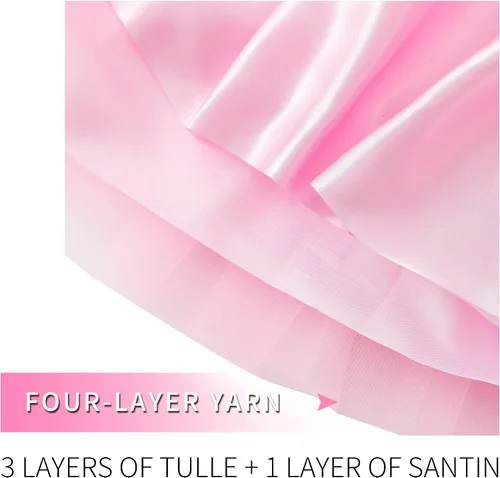 Vista 3 de Jastore Falda tutú para niña, 4 capas, tutú de tul para niñas pequeñas, vestido de ballet esponjoso para niños pequeños para fiestas
