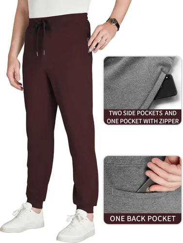 Vista 11 de Idtswch 30/32/34/36/38/40. Pantalones deportivos altos para hombre, extra largos, con bolsillos con cremallera