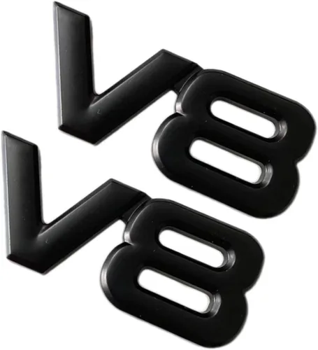Vista 3 de 2 piezas de emblema de metal cromado V8 3D para camión, calcomanía autoadhesiva universal para automóvil (negro)