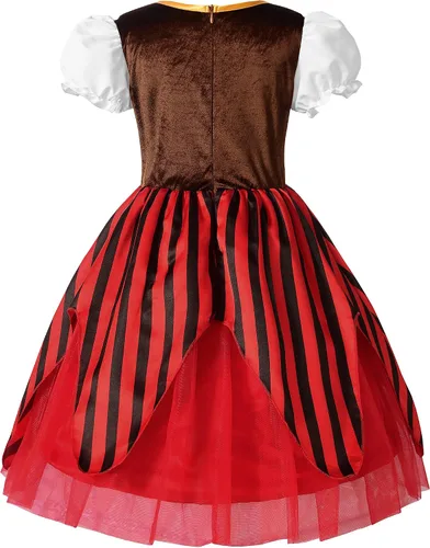 Vista 2 de ReliBeauty Vestido pirata para niñas, disfraz de bucanero marino