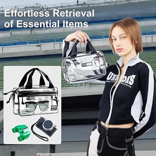 Vista 2 de Rough Enough - Bolso de mano transparente para mujer, para eventos, conciertos, deportes, aficionados, moda, lindo y elegante
