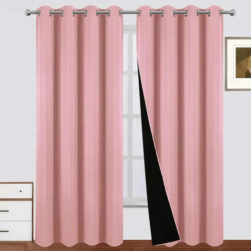 Vista 31 de LEMOMO Cortinas 100% opacas de 38 x 54 pulgadas, 2 paneles de oscurecimiento con aislamiento térmico para dormitorio