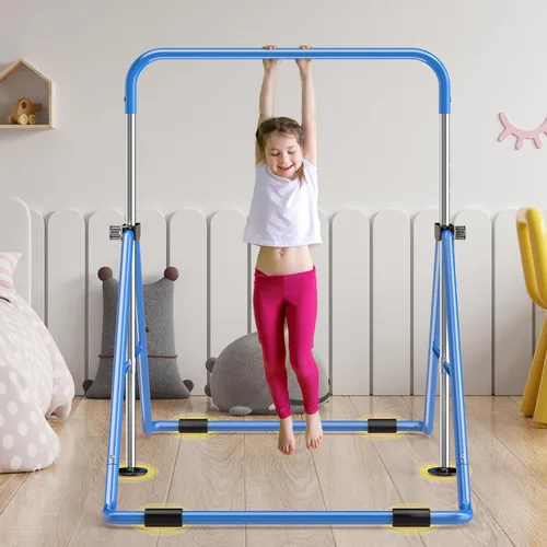 Vista 9 de Safly Fun Foldable Gymnastics Bar for Kids, Adjustable 35"-51", Sturdy 145 lbs Capacity, Easy-to-Assemble, Gymnastics Equipment for Kids for