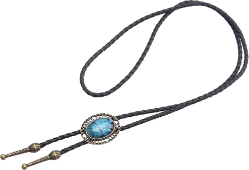 Vista 9 de GelConnie - Corbata con cordón de cuero adornado y una corredera de metal (bolo), estilo nativo americano, collar de vaquero del oeste americano