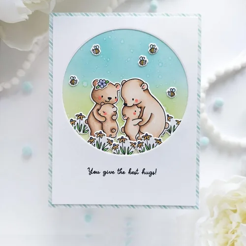 Vista 8 de Bear Hugs - Juego de sellos y troqueles para hacer tarjetas, sellos transparentes y troqueles de corte de metal para álbumes de recortes