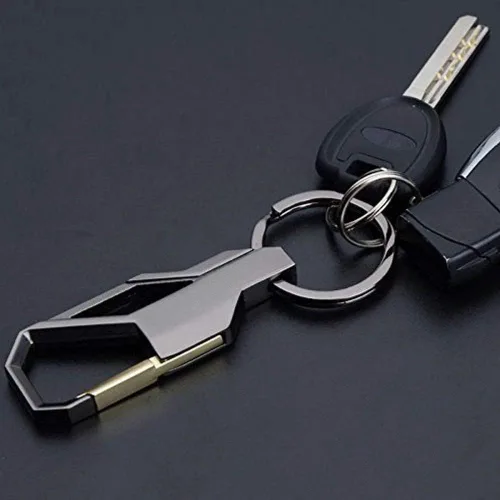 Vista 5 de 2 paquetes de aleación de zinc resistente a los arañazos llavero de coche clip bobina Cool Ring hebilla llavero regalo de negocios para hombre gris