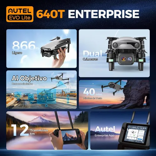 Vista 2 de Autel Robotics EVO Lite 640T Enterprise Basic Combo, 640x512 T ~ hermal&1/2'' CMOS 48MP V ~ isible C-a-mera, reconocimiento de objetivos AI, zoom