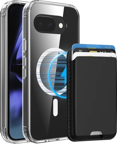 Vista 11 de Funda magnética para Google Pixel 9A con soporte para tarjetas, funda magnética desmontable, [compatible con MagSafe] a prueba de golpes con ranura