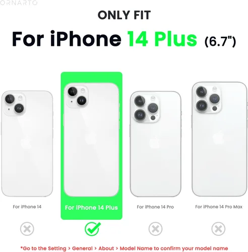 Vista 2 de ORNARTO Compatible con iPhone 14 Plus Funda 6.7, Silicona Líquida Delgada de 3 Capas Completamente Cubierta Funda de Teléfono de Goma de Gel Suave