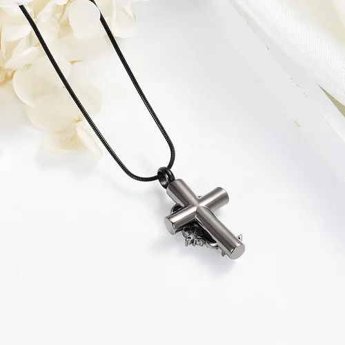 Vista 5 de Collares de urna para cenizas, joyería de cremación de mariposa para cenizas para cruz humana con mariposa de cristal, colgante de ceniza, recuerdo