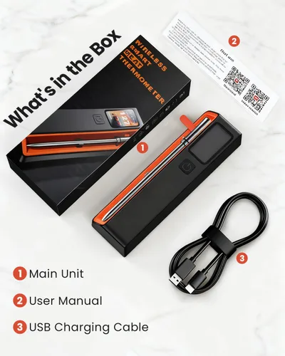 Vista 9 de UNERVER Termómetro inteligente inalámbrico Bluetooth para carne con WiFi, alta precisión ± 0.5 °F, base inteligente, 1 sonda con 6 sensores