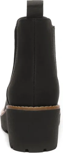 Vista 3 de Athlefit Botas Chelsea de cuña para mujer, con plataforma elástica, suela de lengüeta, botines de cuña