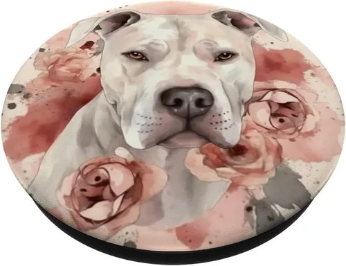 Vista 2 de Dogo Argentino Rosas Flor Acuarela Dogo Argentino PopSockets Estándar PopGrip