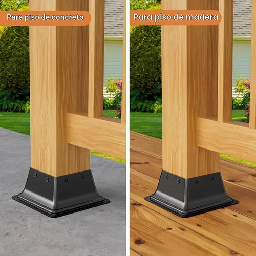 Vista 4 de FMhotu 4x4 Base de poste 2 piezas, soporte de poste de acero recubierto en polvo resistente de 3.6"x3.6" interno, adecuado para poste de madera