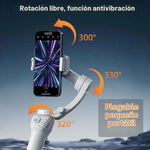 Vista 3 de Estabilizador de cardán de teléfono de 3 ejes con luz de llenado