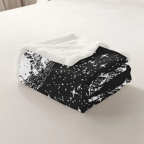 Vista 4 de Erosebridal Manta de sol y luna para cama, manta de forro polar abstracto con estrellas y sol para silla, niños y niños, manta de sherpa bohemia