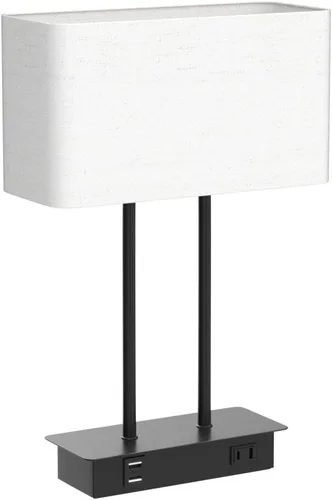 Vista 4 de Lámpara de mesa con control táctil y puertos de carga USB duales, 1 salida de CA, lámpara de mesita de noche moderna regulable de 3 vías con Crema