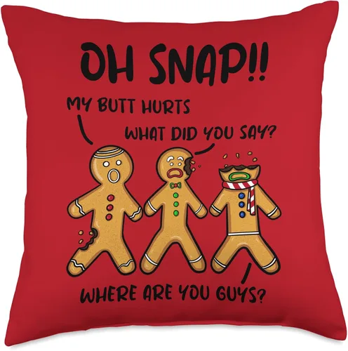 Vista 5 de Oh Snap Gingerbread Man Christmas Designs Oh Snap Gingerbread Man Funny Christmas Cookie My Butt Hurts - Almohada de 16 x 16 pulgadas, multicolor