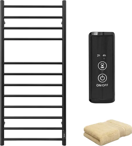 Vista 23 de KEG Calentador de toallas montado en la pared con temporizador incorporado 4 barras de acero inoxidable eléctrico calentado toallero para baño