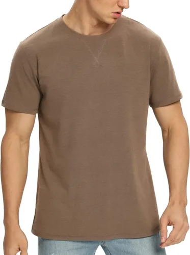 Vista 88 de NITAGUT Camiseta clásica de algodón para hombre con cuello redondo