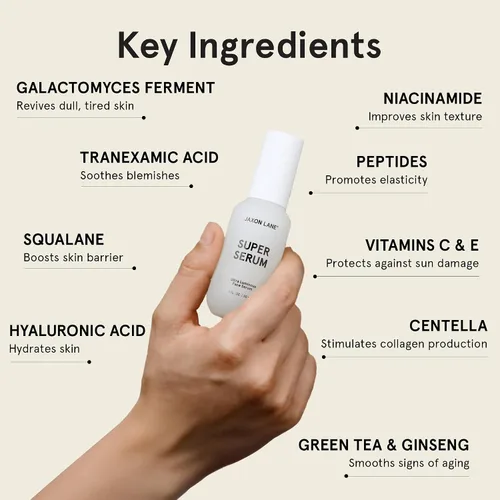 Vista 3 de SUPER SERUM - Suero antienvejecimiento para la cara: suero de niacinamida al 5%, suero de bakuchiol, suero facial de vitamina C para hombres