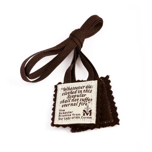 Vista 7 de Brown Scapular Mt. Carmel 100% lana fabricada en Estados Unidos, calidad hecha a mano (individual)