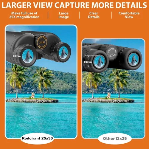 Vista 3 de Binoculares HD 25x30 para adultos con adaptador de teléfono, trípode