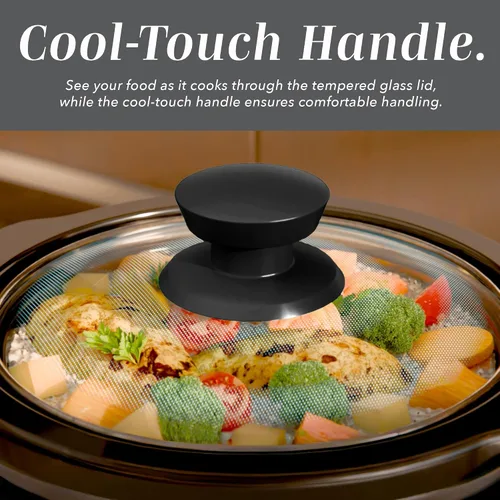 Vista 5 de COOK WITH COLOR 2QT Mini Olla de cocción lenta eléctrica redonda - Configuraciones ajustables, olla de gres extraíble, tapa de vidrio templado, apta