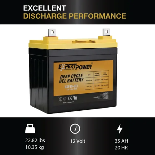 Vista 3 de ExpertPower Batería solar de ciclo profundo de gel de 12V 35Ah, tecnología de gel sellada para aplicaciones marinas, movilidad, SLA1156
