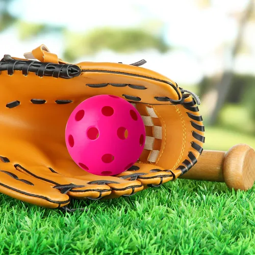 Vista 5 de Coopay Paquete de 24/80 pelotas de práctica de béisbol, bolas de entrenamiento de plástico, bolas de softball huecas ligeras para golpe
