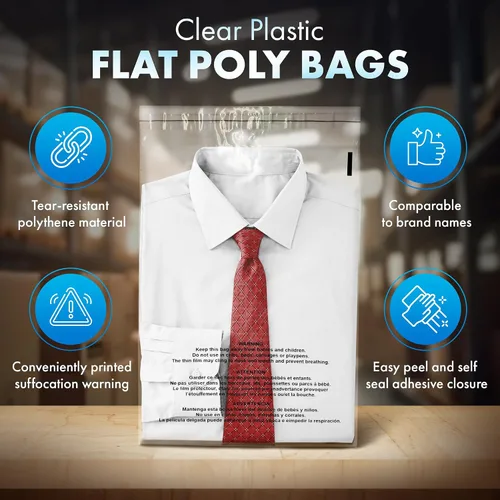 Vista 2 de Shop4Mailers Bolsa de polietileno transparente de 6 x 9 con advertencia de asfixia – Adhesivo autosellante, bolsa transparente de 1.5 mil para FBA