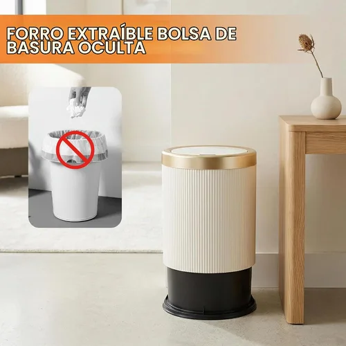 Vista 4 de Pukomc Bote de basura automático con sensor de movimiento con tapa Beige