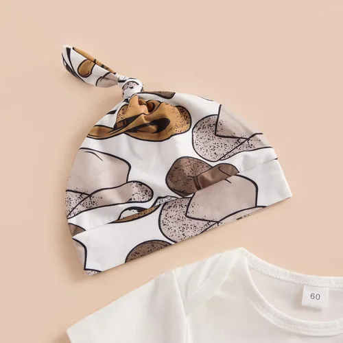 Vista 6 de SAYOO Western Newborn Baby Boys Cowboy Outfit Cow Print Letter Bodysuit Long Leggings Cap 3pcs Infant Boy Country Clothes
