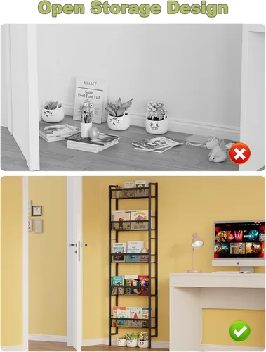 Vista 7 de B8 Kids Bookshelf Wall Mounted, 5-Tier Wall Bookshelf for Kids, Children's Bookcases Organizer for Toys and Books, Metal Toddler Book Shelves for