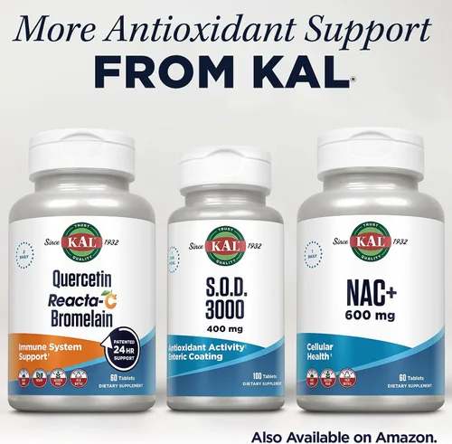Vista 7 de KAL S.O.D. 3000 Suplemento antioxidante de 400 mg, superóxido dismutasa (SOD), fuente de hígado de res, soporte súper antioxidante, revestimiento