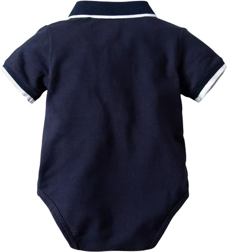 Vista 3 de Conjunto de pantalones cortos para bebés y niños, camiseta de manga corta, pantalones con tirantes y corbatín, 4 piezas