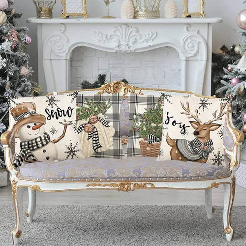 Vista 3 de ONFAON Decoraciones de Navidad - Fundas de almohada de Navidad 18x18, juego de 4, decoración navideña para sofá, sofá cama, cojín, decoraciones