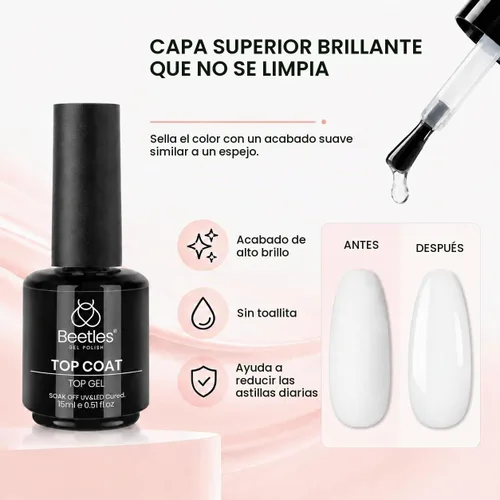 Vista 4 de Beetles - Juego de 3 esmaltes de uñas de gel blanco de 0.5 fl oz con base de gel y capa superior