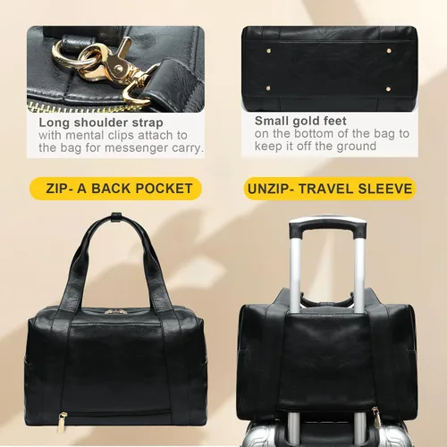 Vista 6 de miss fong Bolsa de pañales, bolsa de bebé, bolsa de pañales de cuero, bolsa de mano para bebé con 9 bolsillos, bolsa grande para mamá con bolso Negro