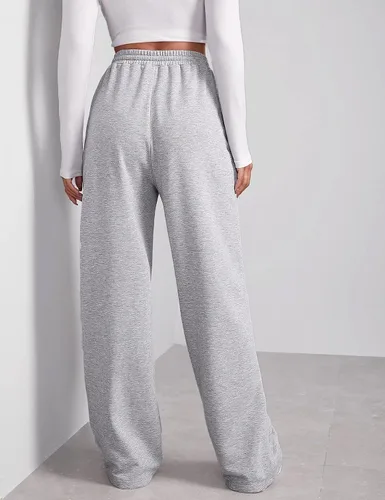 Vista 2 de FACDIBY Pantalones deportivos de pierna ancha para mujer, elásticos, de cintura alta, con cordón y bolsillos
