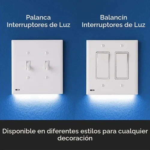 Vista 4 de Paquete de 2 - SnapPower SwitchLight [para interruptores de luz de doble gang] - Placa de pared para interruptor de luz con luces LED nocturnas