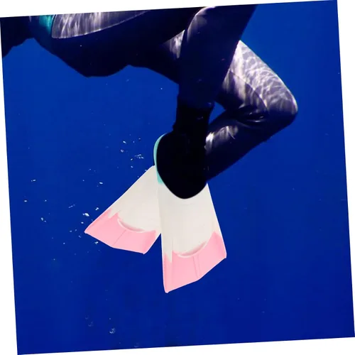 Vista 4 de Silicone Swimming Fins Short Travel Lightweight Flippers for Adults Flexible Floating Fins for Snorkeling Diving Light Blue White Pink XXS 27-29