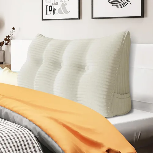 Vista 7 de Almohada de cuña acolchada de 8 libras para cabecero, posicionador corporal en forma de triángulo, almohada de lectura para la cama, almohada